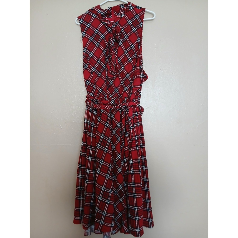Torrid Dress 2x Retro Chic Bow Plaid Grunge Goth Whimsigoth Jersey Rockabilly